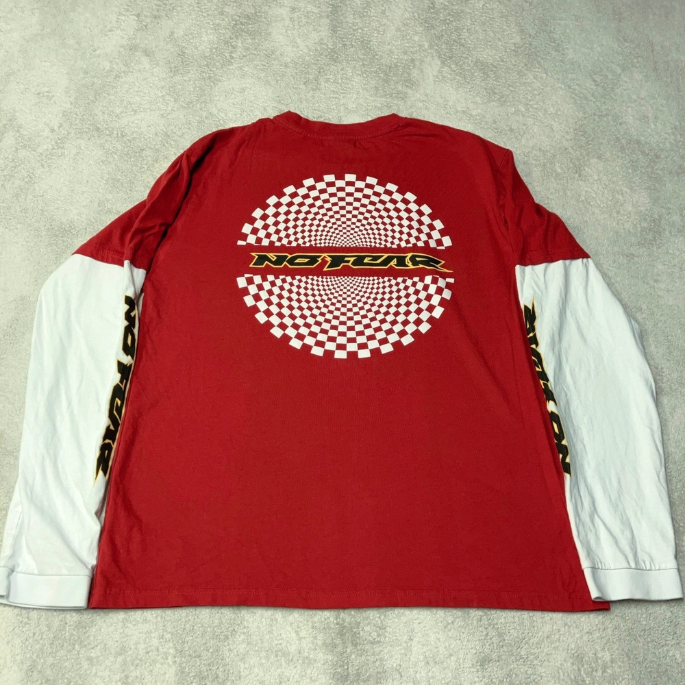 No Fear Long Sleeve Layer Twofer T-Shirt Double Sided Graphic Skater Mens Medium